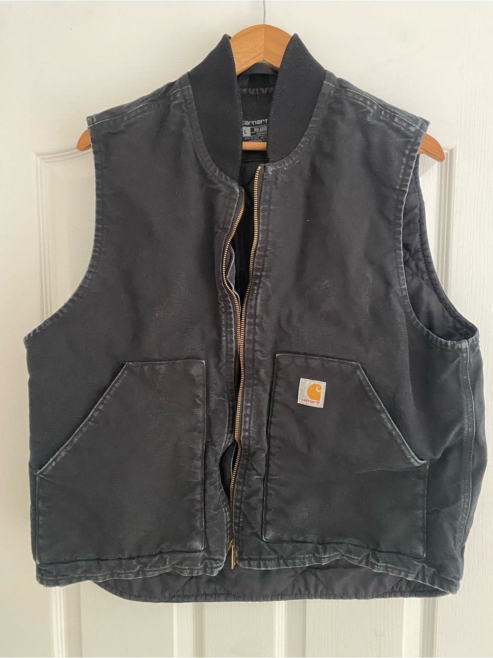 Carhartt Men's Charcoal Work Vest with Rib Collar